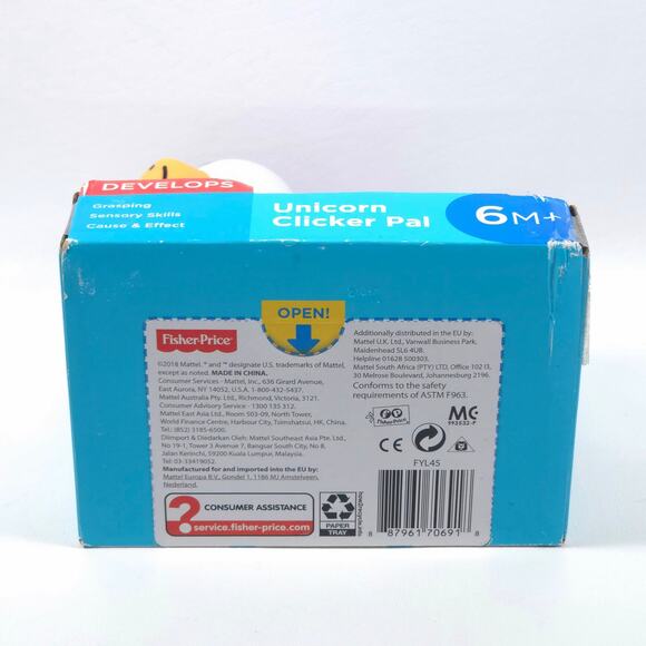 Fisher-Price Unicorn Clicker Pal Toy Rainbow White Ages 6 to 36 Months Brand New - Picture 8 of 8